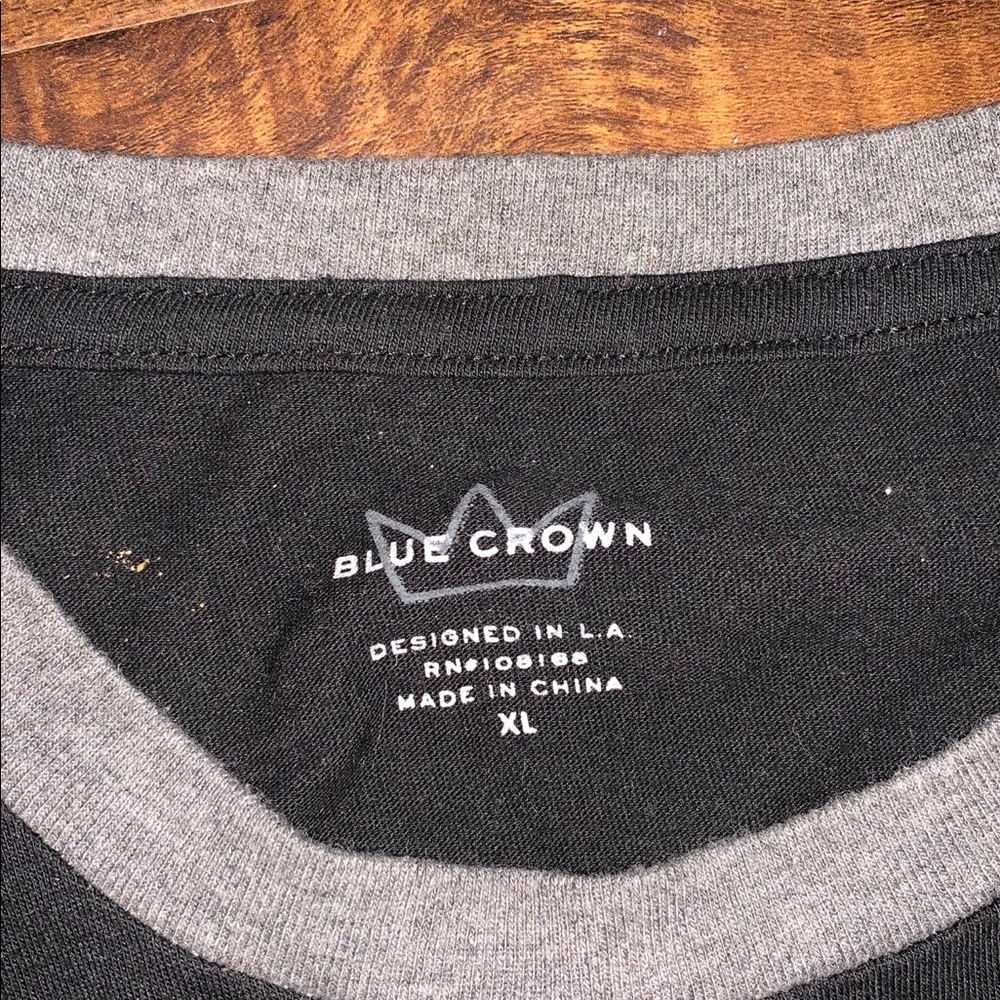 “Blue crown” tshirt.  White and black.  Size XL.